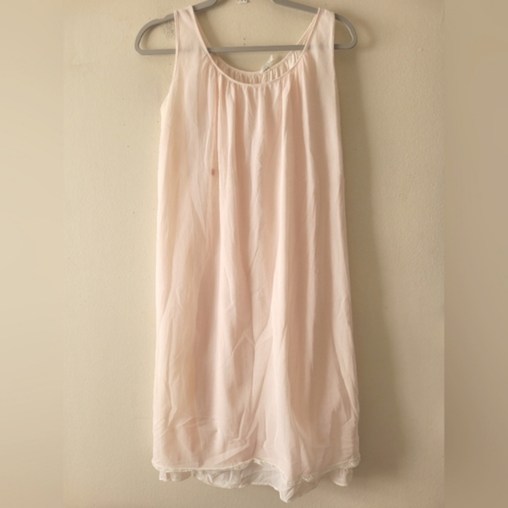 Vintage 1960s Aristocraft Pink Layered Lace Embroidered Nylon Sleep Slip Dress